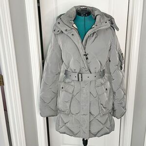 Burberry Weatherproof Puffer Goose Down Belted Pocket Nova Check Hooded Coat
